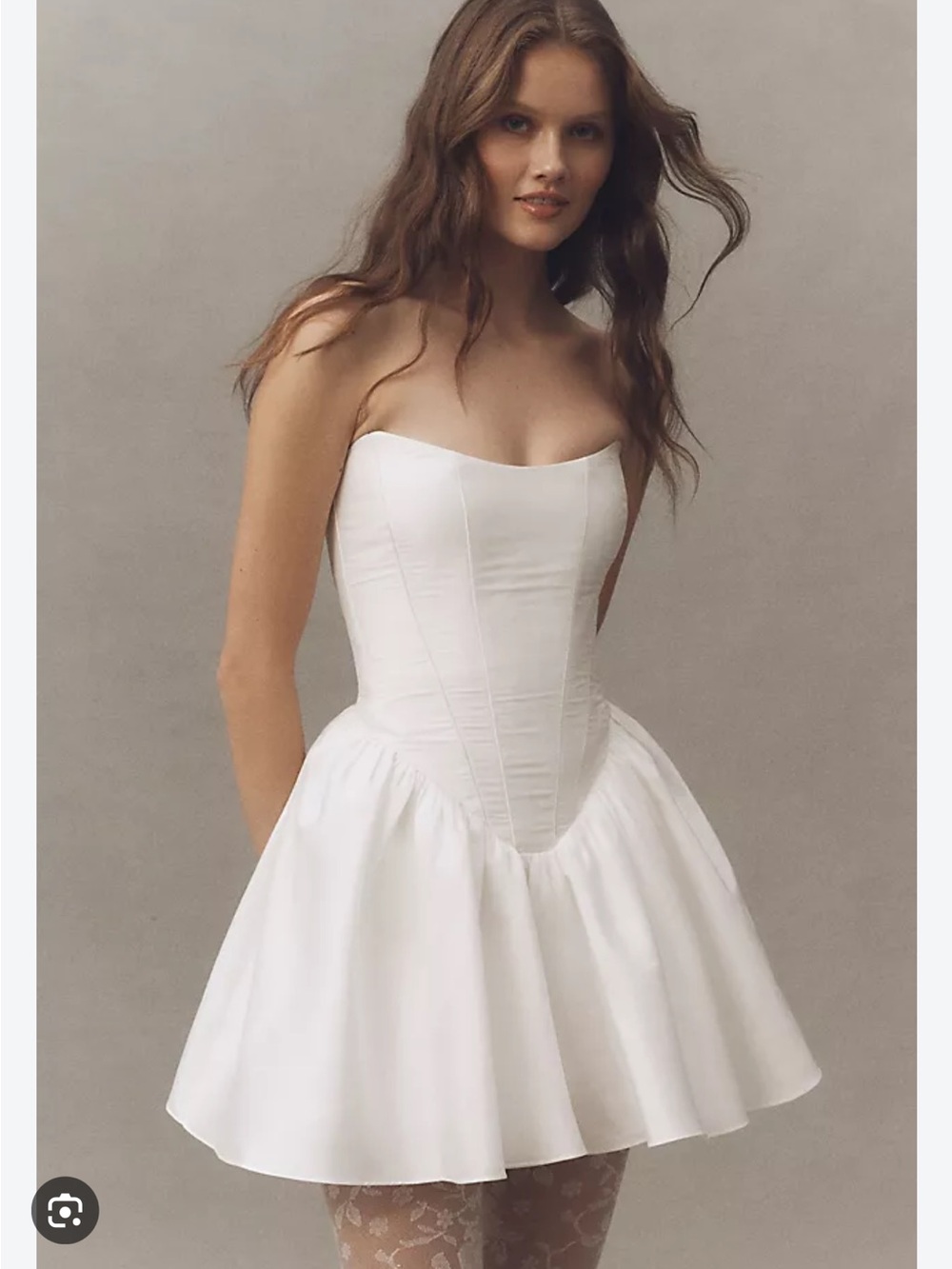 BHLDN White Strapless Corset Fit-and-Flare Mini Dress